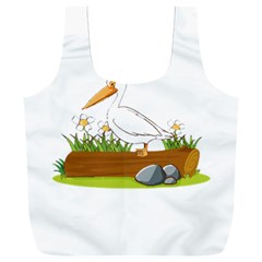 Pelican T-shirtwhite Look Calm Pelican 34 T-shirt Full Print Recycle Bag (xxl) by EnriqueJohnson