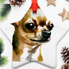 Brown Chihuahua T- Shirt Tan Brown Chihuahua Watercolor Portrait T- Shirt Ornament (star) by JamesGoode