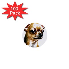 Brown Chihuahua T- Shirt Tan Brown Chihuahua Watercolor Portrait T- Shirt 1  Mini Buttons (100 Pack)  by JamesGoode