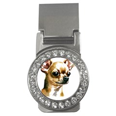 Brown Chihuahua T- Shirt Tan Brown Chihuahua Watercolor Portrait T- Shirt Money Clips (cz)  by JamesGoode