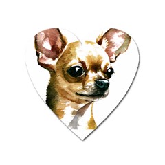 Brown Chihuahua T- Shirt Tan Brown Chihuahua Watercolor Portrait T- Shirt Heart Magnet by JamesGoode