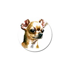 Brown Chihuahua T- Shirt Tan Brown Chihuahua Watercolor Portrait T- Shirt Golf Ball Marker by JamesGoode