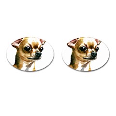 Brown Chihuahua T- Shirt Tan Brown Chihuahua Watercolor Portrait T- Shirt Cufflinks (oval) by JamesGoode