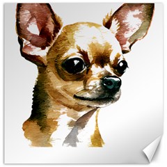 Brown Chihuahua T- Shirt Tan Brown Chihuahua Watercolor Portrait T- Shirt Canvas 12  X 12  by JamesGoode