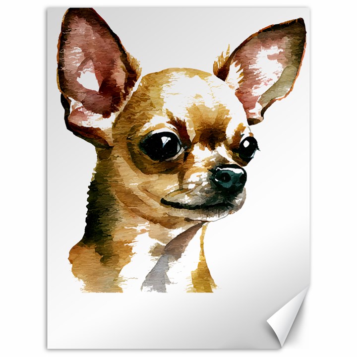 Brown Chihuahua T- Shirt Tan Brown Chihuahua Watercolor Portrait T- Shirt Canvas 12  x 16 