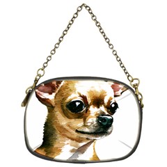 Brown Chihuahua T- Shirt Tan Brown Chihuahua Watercolor Portrait T- Shirt Chain Purse (two Sides) by JamesGoode