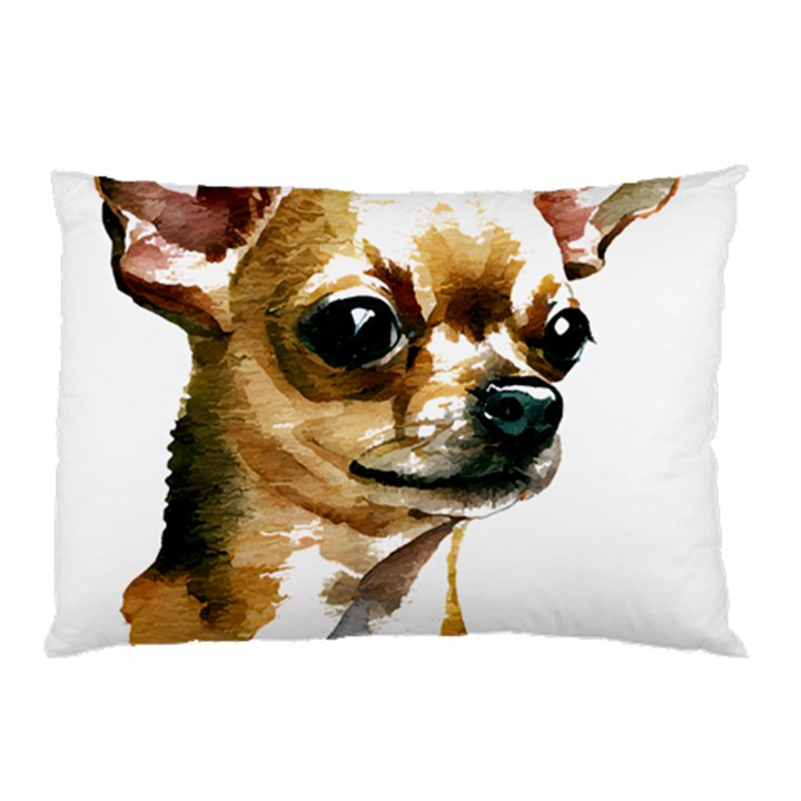 Brown Chihuahua T- Shirt Tan Brown Chihuahua Watercolor Portrait T- Shirt Pillow Case