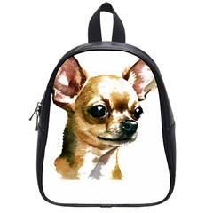 Brown Chihuahua T- Shirt Tan Brown Chihuahua Watercolor Portrait T- Shirt School Bag (small) by JamesGoode