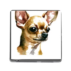 Brown Chihuahua T- Shirt Tan Brown Chihuahua Watercolor Portrait T- Shirt Memory Card Reader (square 5 Slot) by JamesGoode