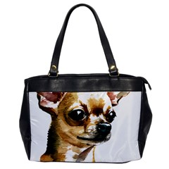 Brown Chihuahua T- Shirt Tan Brown Chihuahua Watercolor Portrait T- Shirt Oversize Office Handbag by JamesGoode