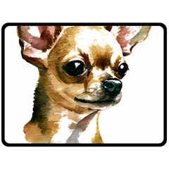 Brown Chihuahua T- Shirt Tan Brown Chihuahua Watercolor Portrait T- Shirt Fleece Blanket (large) by JamesGoode