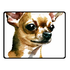 Brown Chihuahua T- Shirt Tan Brown Chihuahua Watercolor Portrait T- Shirt Fleece Blanket (small) by JamesGoode