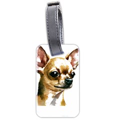 Brown Chihuahua T- Shirt Tan Brown Chihuahua Watercolor Portrait T- Shirt Luggage Tag (two Sides) by JamesGoode