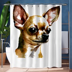 Brown Chihuahua T- Shirt Tan Brown Chihuahua Watercolor Portrait T- Shirt Shower Curtain 60  X 72  (medium)  by JamesGoode