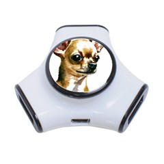 Brown Chihuahua T- Shirt Tan Brown Chihuahua Watercolor Portrait T- Shirt 3-port Usb Hub by JamesGoode