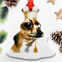 Brown Chihuahua T- Shirt Tan Brown Chihuahua Watercolor Portrait T- Shirt Christmas Tree Ornament (two Sides) by JamesGoode