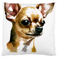 Brown Chihuahua T- Shirt Tan Brown Chihuahua Watercolor Portrait T- Shirt Large Cushion Case (one Side) by JamesGoode