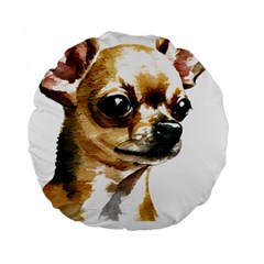 Brown Chihuahua T- Shirt Tan Brown Chihuahua Watercolor Portrait T- Shirt Standard 15  Premium Round Cushions by JamesGoode