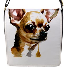 Brown Chihuahua T- Shirt Tan Brown Chihuahua Watercolor Portrait T- Shirt Flap Closure Messenger Bag (s) by JamesGoode