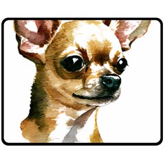 Brown Chihuahua T- Shirt Tan Brown Chihuahua Watercolor Portrait T- Shirt Two Sides Fleece Blanket (medium) by JamesGoode