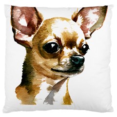 Brown Chihuahua T- Shirt Tan Brown Chihuahua Watercolor Portrait T- Shirt Large Premium Plush Fleece Cushion Case (one Side) by JamesGoode