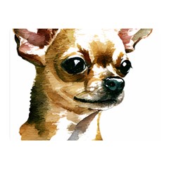 Brown Chihuahua T- Shirt Tan Brown Chihuahua Watercolor Portrait T- Shirt Two Sides Premium Plush Fleece Blanket (mini) by JamesGoode