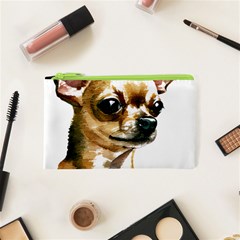 Brown Chihuahua T- Shirt Tan Brown Chihuahua Watercolor Portrait T- Shirt Cosmetic Bag (xs) by JamesGoode