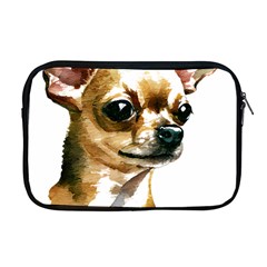 Brown Chihuahua T- Shirt Tan Brown Chihuahua Watercolor Portrait T- Shirt Apple Macbook Pro 17  Zipper Case by JamesGoode