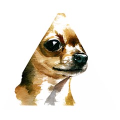 Brown Chihuahua T- Shirt Tan Brown Chihuahua Watercolor Portrait T- Shirt Wooden Puzzle Triangle by JamesGoode