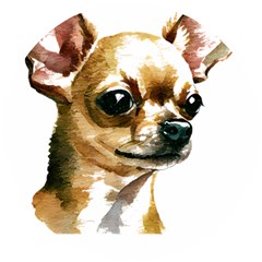 Brown Chihuahua T- Shirt Tan Brown Chihuahua Watercolor Portrait T- Shirt Wooden Puzzle Round by JamesGoode