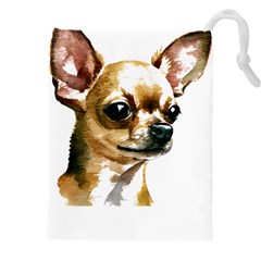 Brown Chihuahua T- Shirt Tan Brown Chihuahua Watercolor Portrait T- Shirt Drawstring Pouch (5xl) by JamesGoode