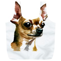 Brown Chihuahua T- Shirt Tan Brown Chihuahua Watercolor Portrait T- Shirt Full Print Recycle Bag (xxl) by JamesGoode