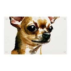 Brown Chihuahua T- Shirt Tan Brown Chihuahua Watercolor Portrait T- Shirt Banner And Sign 5  X 3  by JamesGoode