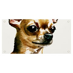 Brown Chihuahua T- Shirt Tan Brown Chihuahua Watercolor Portrait T- Shirt Banner And Sign 6  X 3  by JamesGoode