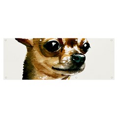 Brown Chihuahua T- Shirt Tan Brown Chihuahua Watercolor Portrait T- Shirt Banner And Sign 8  X 3  by JamesGoode