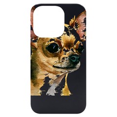 Brown Chihuahua T- Shirt Tan Brown Chihuahua Watercolor Portrait T- Shirt Iphone 14 Pro Black Uv Print Case by JamesGoode