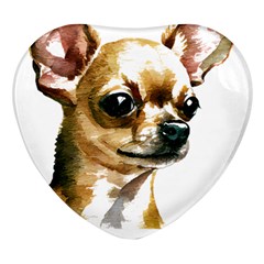 Brown Chihuahua T- Shirt Tan Brown Chihuahua Watercolor Portrait T- Shirt Heart Glass Fridge Magnet (4 Pack)