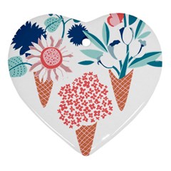 Flowers And Leaves T- Shirt Midsummer I Scream Flower Cones    Print    Pink Coral Aqua And Teal Flo Ornament (Heart)