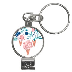 Flowers And Leaves T- Shirt Midsummer I Scream Flower Cones    Print    Pink Coral Aqua And Teal Flo Nail Clippers Key Chain