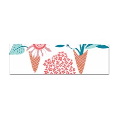 Flowers And Leaves T- Shirt Midsummer I Scream Flower Cones    Print    Pink Coral Aqua And Teal Flo Sticker (Bumper)