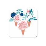 Flowers And Leaves T- Shirt Midsummer I Scream Flower Cones    Print    Pink Coral Aqua And Teal Flo Square Magnet Front