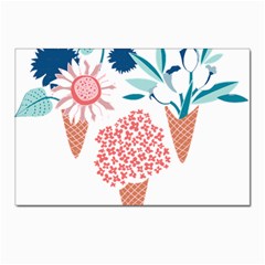 Flowers And Leaves T- Shirt Midsummer I Scream Flower Cones    Print    Pink Coral Aqua And Teal Flo Postcards 5  x 7  (Pkg of 10)