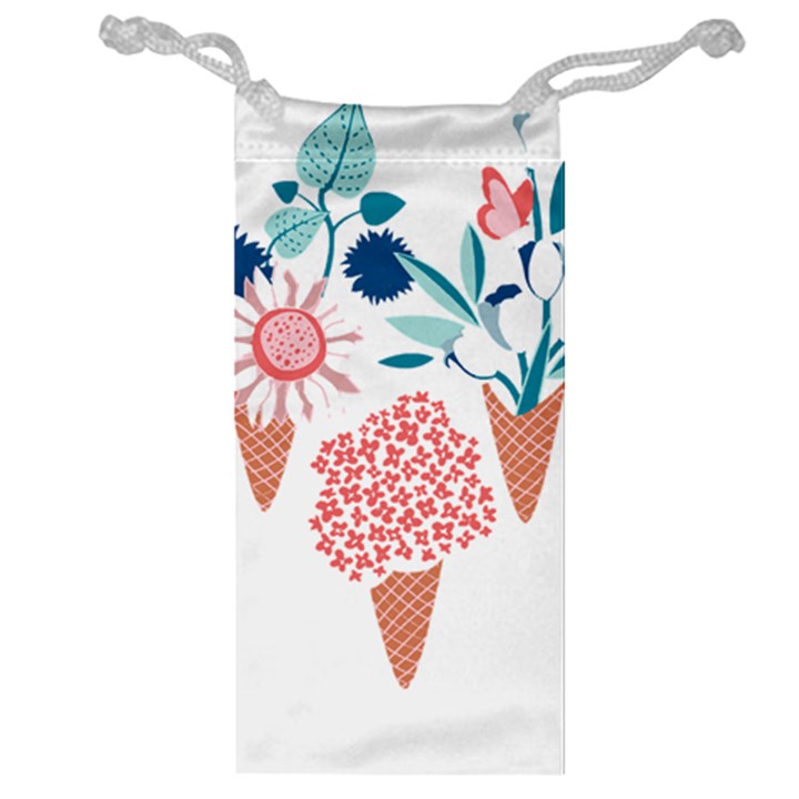 Flowers And Leaves T- Shirt Midsummer I Scream Flower Cones    Print    Pink Coral Aqua And Teal Flo Jewelry Bag