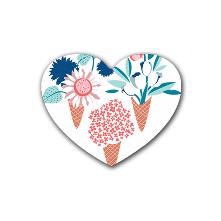 Flowers And Leaves T- Shirt Midsummer I Scream Flower Cones    Print    Pink Coral Aqua And Teal Flo Rubber Coaster (Heart)