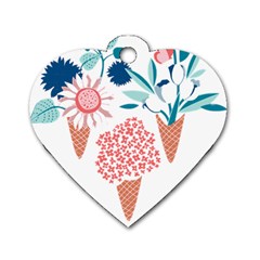 Flowers And Leaves T- Shirt Midsummer I Scream Flower Cones    Print    Pink Coral Aqua And Teal Flo Dog Tag Heart (One Side)