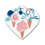 Flowers And Leaves T- Shirt Midsummer I Scream Flower Cones    Print    Pink Coral Aqua And Teal Flo Dog Tag Heart (One Side) Front