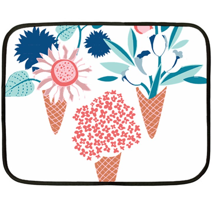 Flowers And Leaves T- Shirt Midsummer I Scream Flower Cones    Print    Pink Coral Aqua And Teal Flo Two Sides Fleece Blanket (Mini)