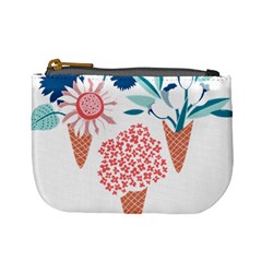 Flowers And Leaves T- Shirt Midsummer I Scream Flower Cones    Print    Pink Coral Aqua And Teal Flo Mini Coin Purse