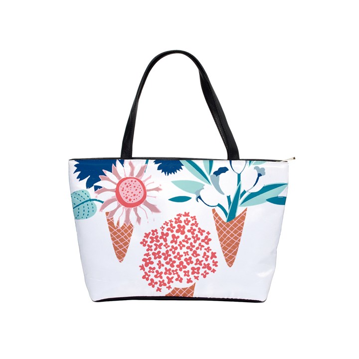 Flowers And Leaves T- Shirt Midsummer I Scream Flower Cones    Print    Pink Coral Aqua And Teal Flo Classic Shoulder Handbag