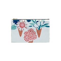 Flowers And Leaves T- Shirt Midsummer I Scream Flower Cones    Print    Pink Coral Aqua And Teal Flo Cosmetic Bag (Small)